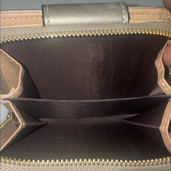 Tan Women's Wallet with Heart Turn Lock Closure - Picture 6 of 7